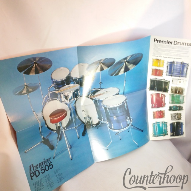 Premier/Selmer 71 Drums Flyer Poster Sets PD505/303/202/101/65 Color Catalog Ad — main photograph