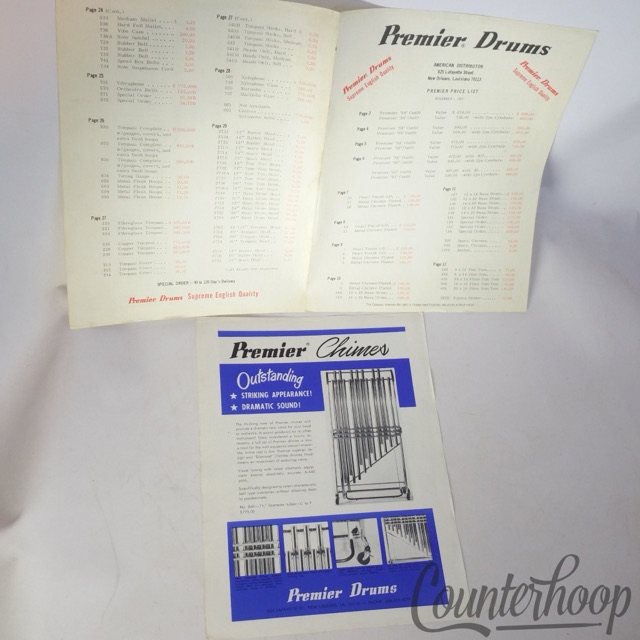 Premier Drums Price List Nov1 1967 Lafayette St New Orleans,LA+Chimes/Royal Scot — main photograph