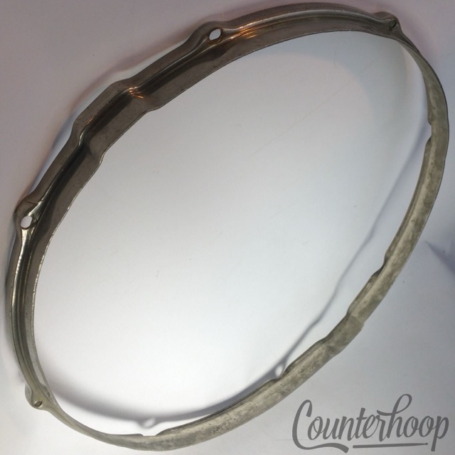 Leedy 15" Snare Drum Rim NOB Nickel Brass Double Flange Hoop Vintage 30s 8-Lug* — main photograph