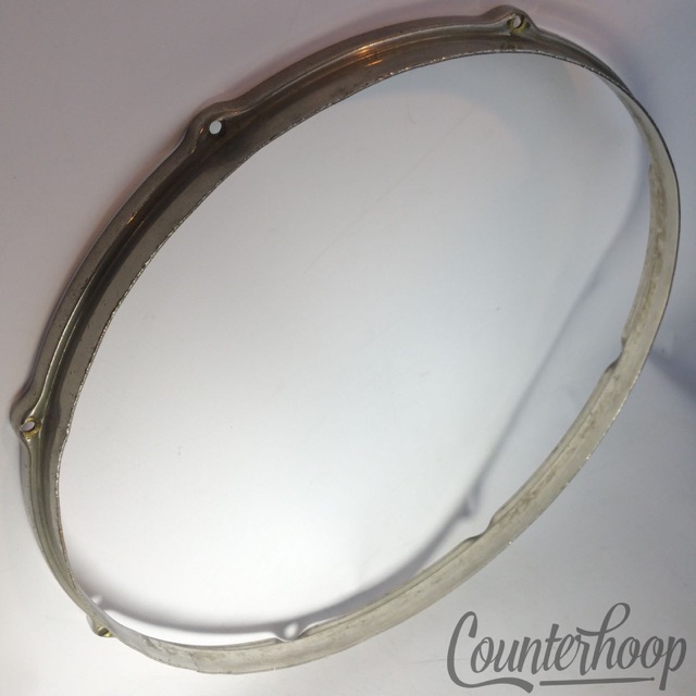 Leedy 15"Snare/Tom Drum Rim NOB Nickel Brass Double Flange Hoop 8Lug Vintage 30s — main photograph