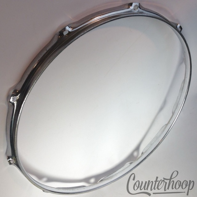 Ludwig 15" Tom/Marching Snare Drum Batter Rim/Hoop Chrome 10-Lug USA Vintage 70s — main photograph