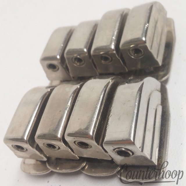 Leedy&Ludwig 8x Beavertail Tom/Snare Drum Lugs Nickel 40s-50s USA Metal Washer* — main photograph