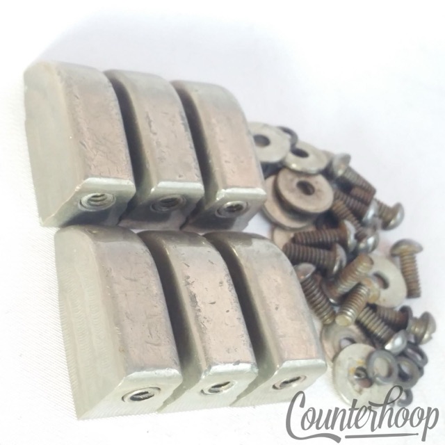 Leedy 6x Beavertail Floor/Tom/Snare Drum Lugs Nickel No-Tab Vintage 40s-50 USA* — main photograph