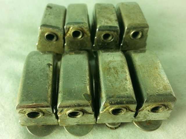 Leedy 8x Beavertail Tom/Snare Drum Lugs Nickel No-Tab Elkhart,IN USA 40s-50s G* — main photograph