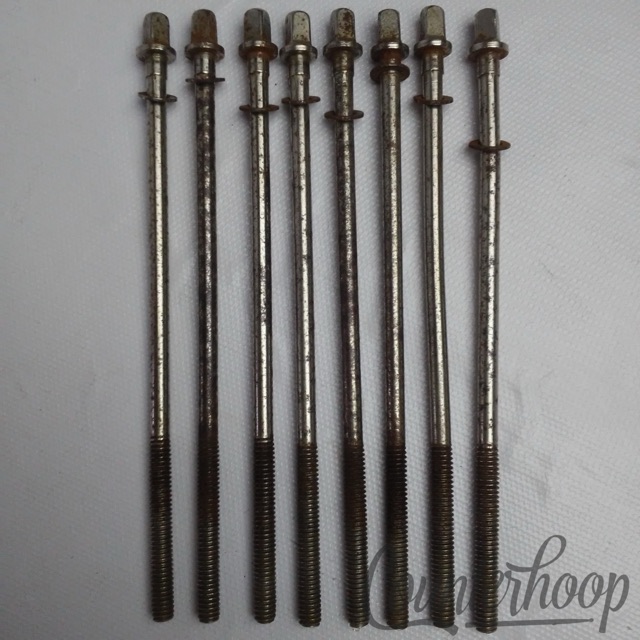Leedy 6x Tension T-Rods 1 7/16"Snare/Tom Drum Nickel Vintage 30 USA Hardware Set — main photograph