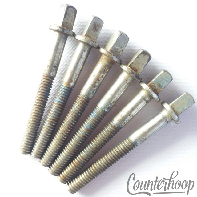 Ludwig 6x Tension T-Rods 1 7/16" Tom/Snare Drum Nickel Plating WFL Vintage 50s* — main photograph