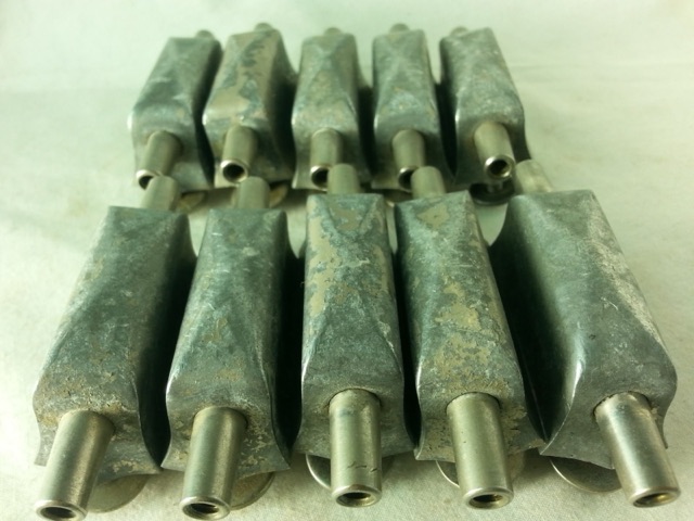 Leedy 10x X-Box/Broadway Snare Drum Lugs Set Nickel Elkhart,IN USA No-Spring 30s — main photograph