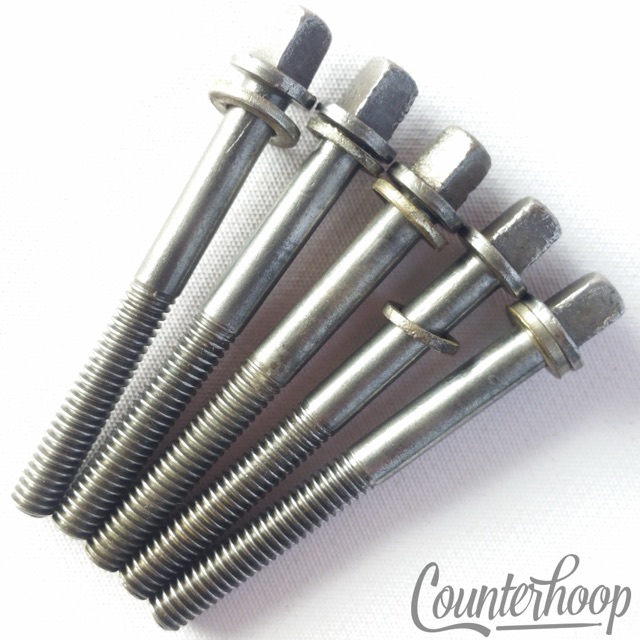 Leedy 5x Tension T-Rods 2 1/8"Snare Drum/Tom Nickel Plating Vintage40s USA Parts — main photograph