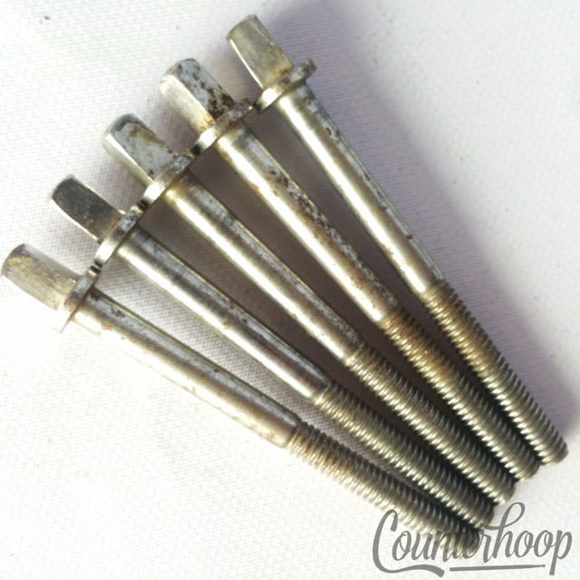 Ludwig 5x Tension T-Rods 2 5/8" Snare Drum/Floor Tom Nickel Plating Vintage 30s — main photograph
