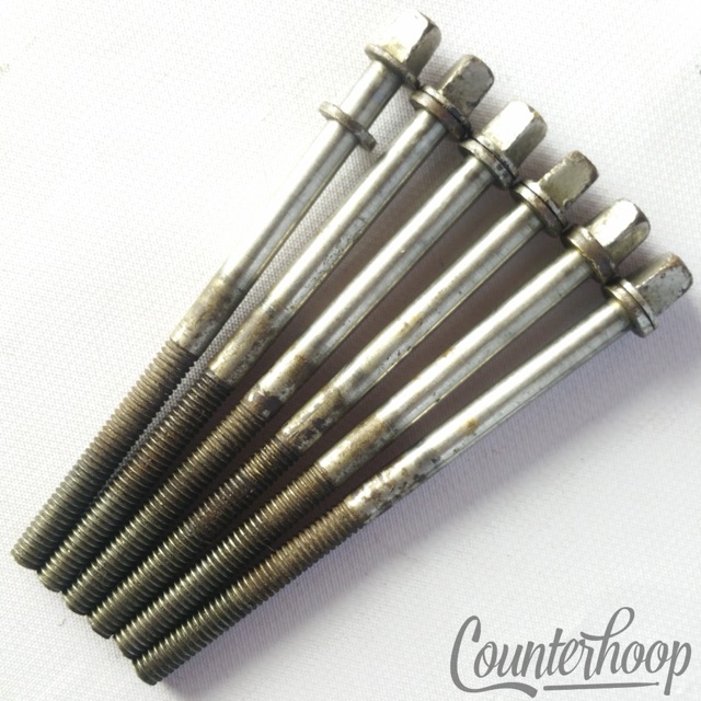 Ludwig 6x Tension T-Rods 3 9/16" Snare Drum/Floor Tom Nickel Plating Vintage 30s — main photograph