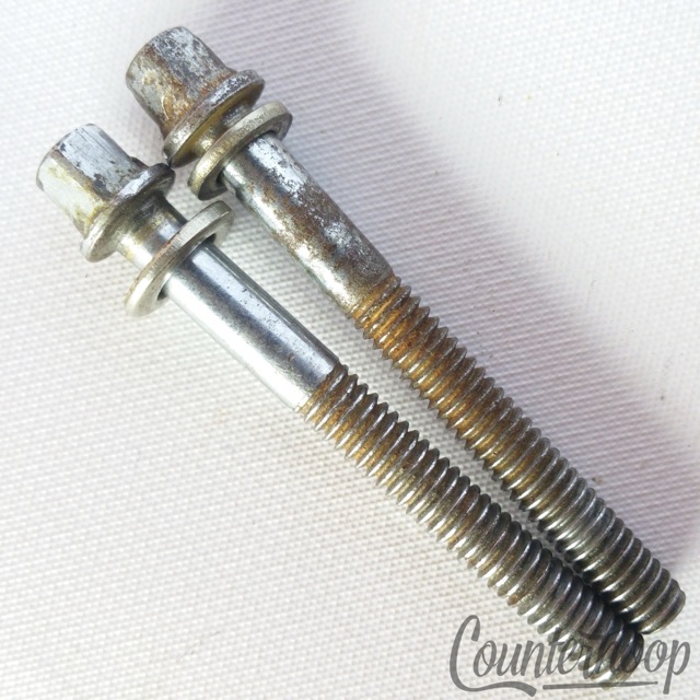 Slingerland 2x 2" T-Rods Radio King Snare Drum Tensioner Tom Chrome Vintage 40s — main photograph