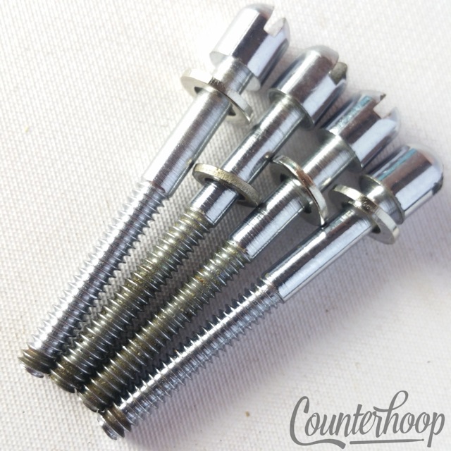 Ajax 4x 1 3/4"Slotted Tension T-Rods Tensioner Snare/Tom Drum Vintage Chrome 60s — main photograph