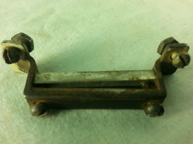 Leedy Snare Drum Butt Plate 1 7/8" Square Bar Clamp Nickel Vintage USA 20s* — main photograph
