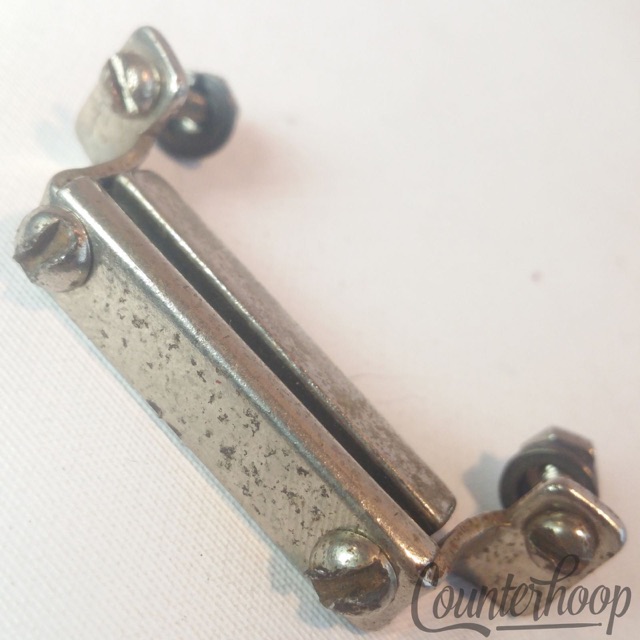 Leedy Snare Drum Butt Plate 1 7/8" Square Bar Clamp Nickel Vintage USA 20s* — main photograph