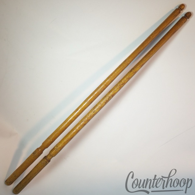 Early American 24"Flag Pole Mounts Long Handle with Tapered Ring Set o 2 Wood — main photograph