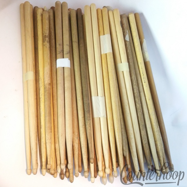 25+ Pairs of Drum Sticks - Misc Used Mostly Wood+Nylon-Tip Percussion Parts Lot — main photograph