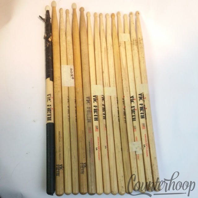Vic Firth 7 Pairs Drum Sticks Lot - 5A American Classic/ Rock Wood/Nylon-Tip USA — main photograph