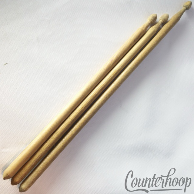 Early American Children's Drum Sticks Hand Carved Unique Solid Wood 3x Set USA — main photograph