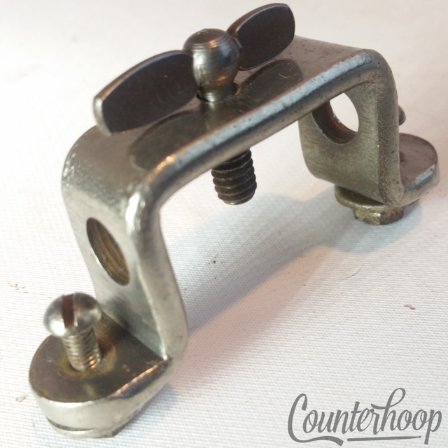 Leedy Floor Tom Leg Mount/Bass Drum Cymbal L-Arm Holder Nickel 30s-40s Vintage* — main photograph