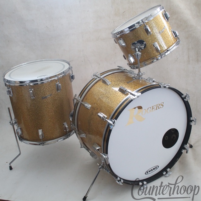 Rogers 22,13,16" Gold Sparkle "Citadel" Dayton Holiday Drum Set Vintage 60s RARE — main photograph