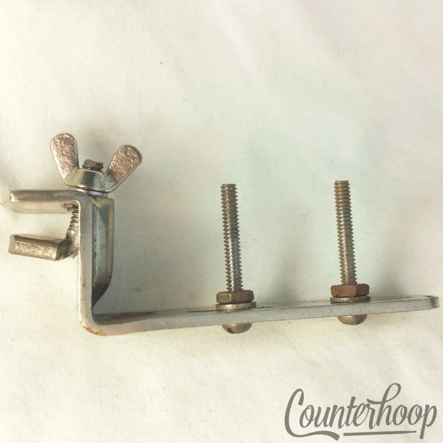 Leedy Wood-Block Holder Clamp-On Bass Drum Hoop Mount Nickel Vintage 20s USA* — main photograph