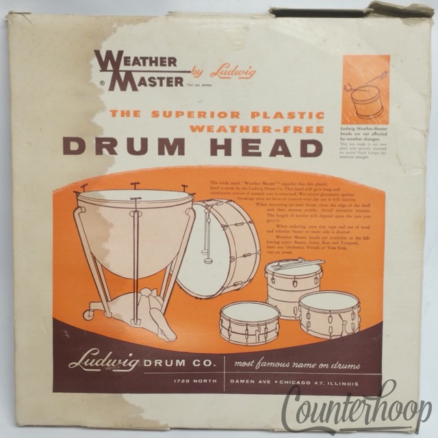Ludwig 14"NOS Weather Master60s Coated Batter/Resonant Snare/Floor Tom Drum Head — main photograph