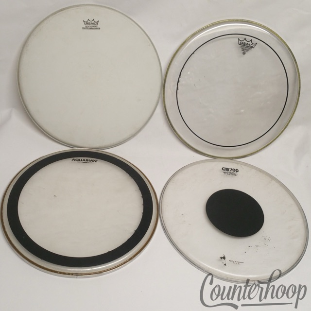 14" Drum Heads Lot 4x Aquarian Performance II Remo Coated Ambassador Pinstripe* — main photograph