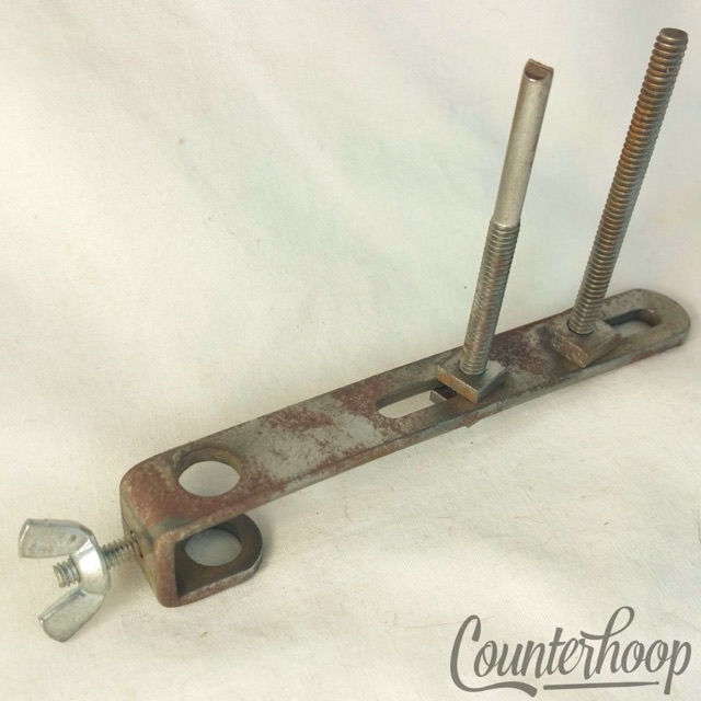 Leedy Wood-Block Holder Slider for 3/8"Cowbell Mount Arm Nickel Vintage 20s USA — main photograph