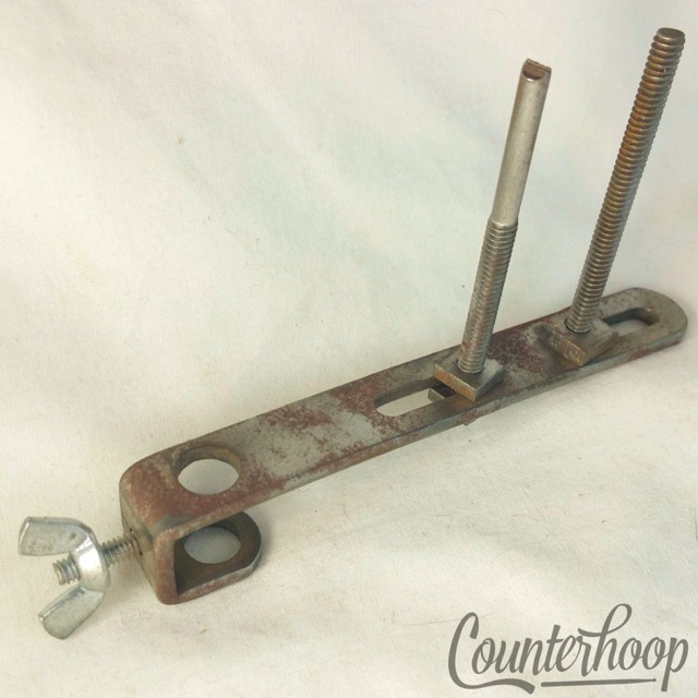 Leedy Wood-Block Holder Slider for 3/8"Cowbell Mount Arm Nickel Vintage 20s USA — main photograph
