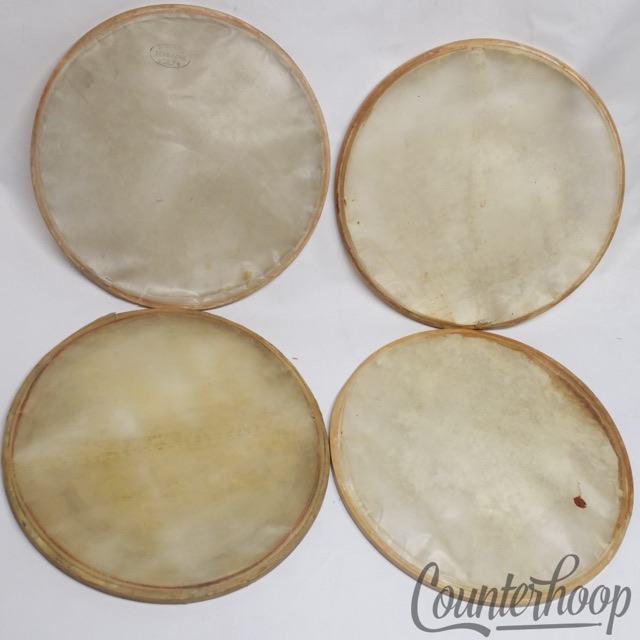Slingerland 4x 12" Calf Skin Tom Drum Heads Maple Flesh Hoops Parts Vintage 40s — main photograph