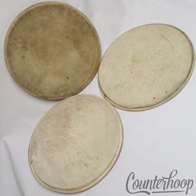 Lyon & Healy 13" Calf Skin Heads Lot 3x Vintage Tom Drum Calfskin Early 1900s* — main photograph