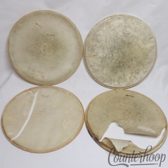 Slingerland 4x 14"Calf Skin Snare/Tom Drum 1 Resonant 3 Batter Heads Vintage 50s — main photograph