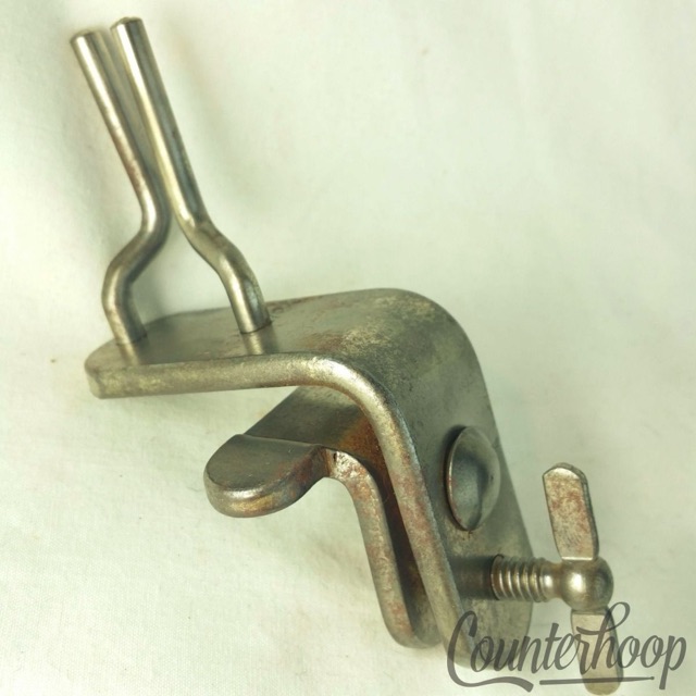 Leedy Wood-Block Holder Clamp-On Bass Drum Hoop Mount Arm Nickel USA Vintage 20s — main photograph