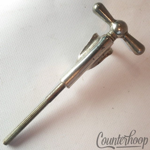 Leedy 1x Bowtie Tension T-Rod+Claw Vintage 30s Nickel Bass Drum Faucet Set USA* — main photograph
