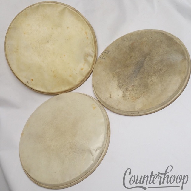 Leedy 3x 14" Calf Skin Snare/Tom Drum Heads Batter Vintage 30s Calfskin USA Lot* — main photograph