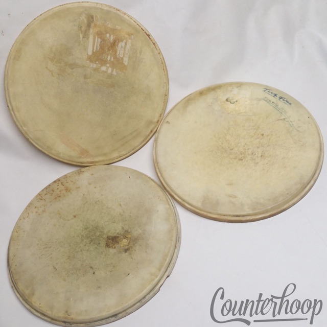 Ludwig 3x 14"Calf Skin Snare/Tom Drum Heads Batter Vintage 50s Calfskin USA Lot* — main photograph