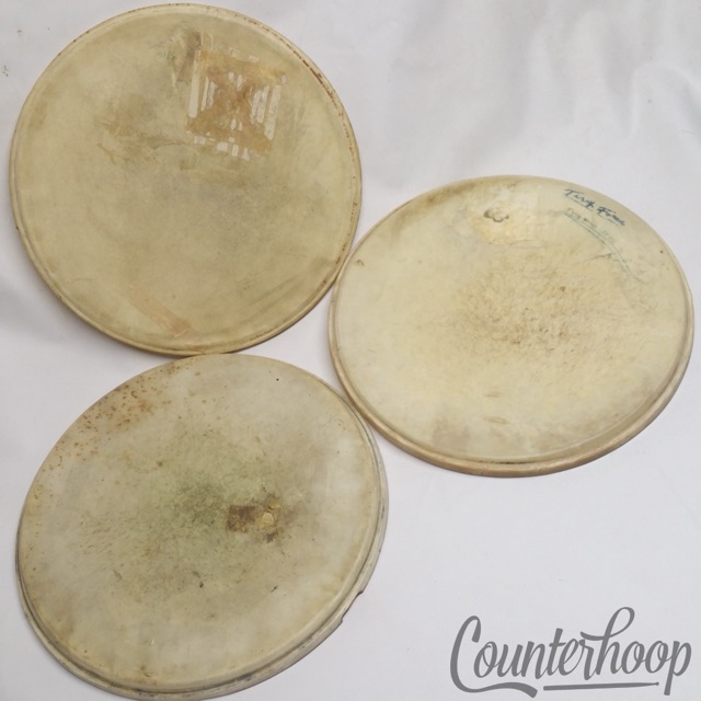 Ludwig 3x 14"Calf Skin Snare/Tom Drum Heads Batter Vintage 50s Calfskin USA Lot* — main photograph