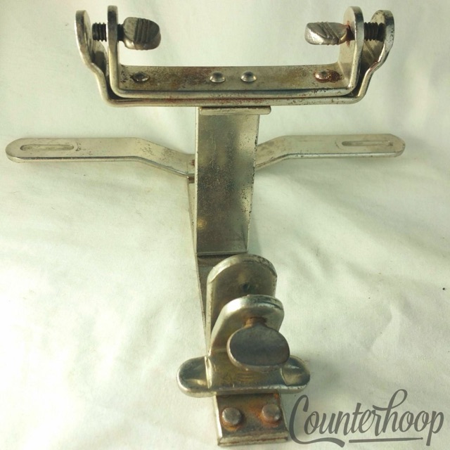 Leedy Cowbell+Wood-Block Holder Clamp-On Bass Drum Hoop Mount Nickel Vintage 30s — main photograph