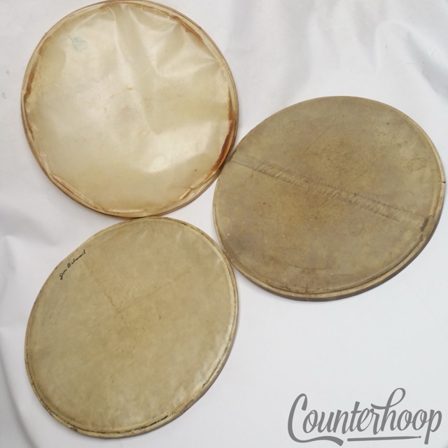 Crown 3x 15" Calf Skin Snare Drum Side Resonant Heads Vintage 20s USA Calfskin* — main photograph