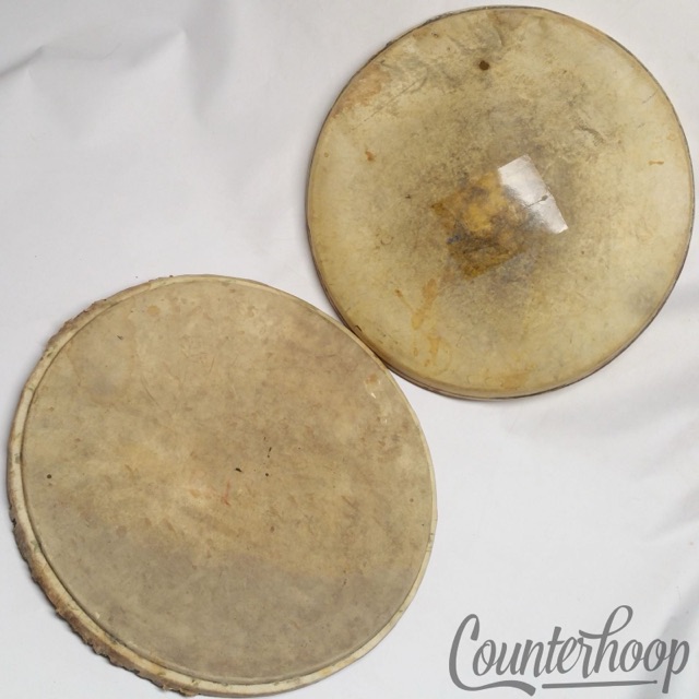 Slingerland 2x 16" Radio King Calf Skin Floor Tom Drum Batter Heads Vintage 40s — main photograph