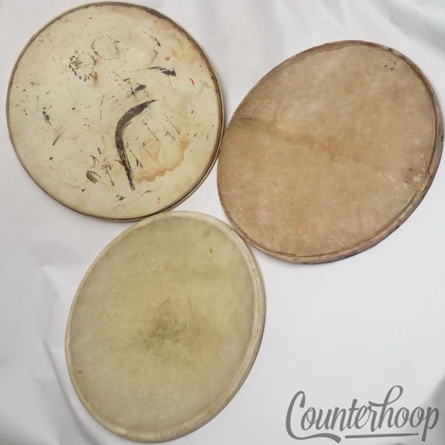 Leedy&Ludwig 3x 16" Calf Skin Floor Tom Drum Batter/Resonant Heads Vintage 40s* — main photograph