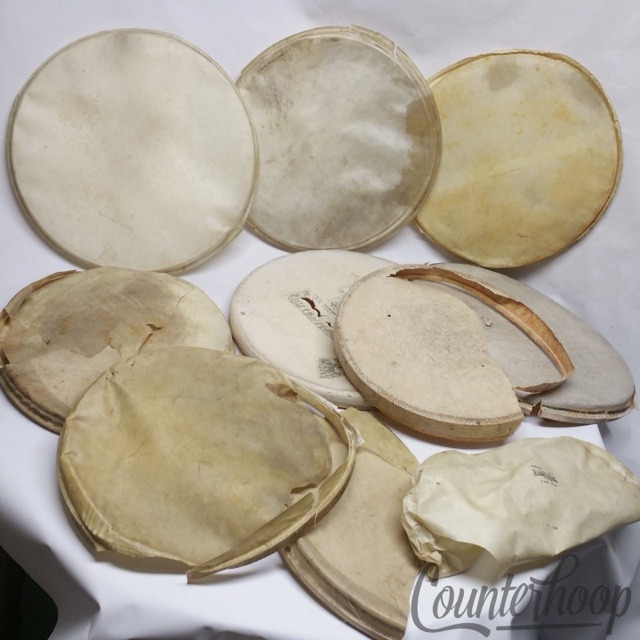 Slingerland RK Calf Skin Drum Heads Retuck Project Scrap Lot Batter Snare/Tom 14 — main photograph
