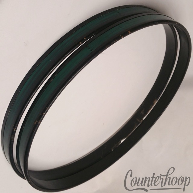 Premier 2x 22" Green Pearl Birch Bass Drum Hoops/Rims Vintage 70s Batter England — main photograph