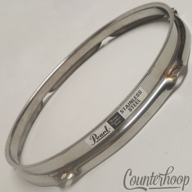 Pearl 10" Stainless Steel Tom Drum Hoop Vintage 90s Rare Batter/Resonant Rim* — main photograph