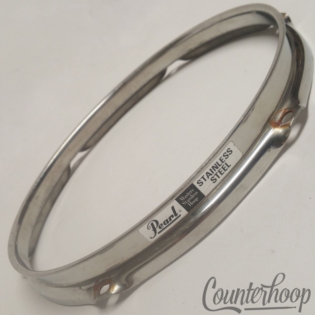 Pearl 10" Stainless Steel Tom Drum Hoop Vintage 90s Rare Batter/Resonant Rim* — main photograph