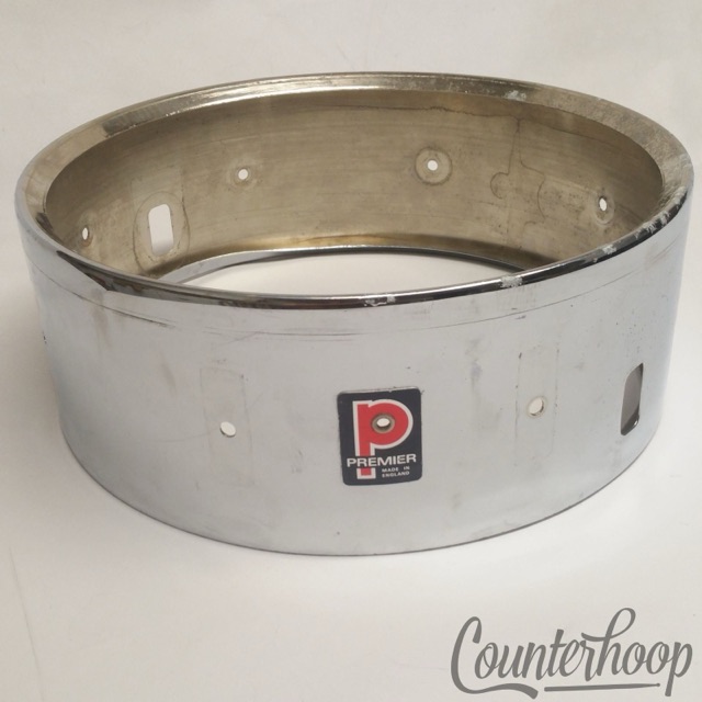 Premier 14x5"8-Lug 2000 Super Ace Chrome Snare Drum Shell Vintage 60s England — main photograph
