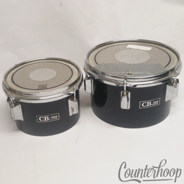 Pearl Concert Toms Drums 8"x5.5+10"x6.5 CB-700 Percussion Set Vintage 80s Black — main photograph