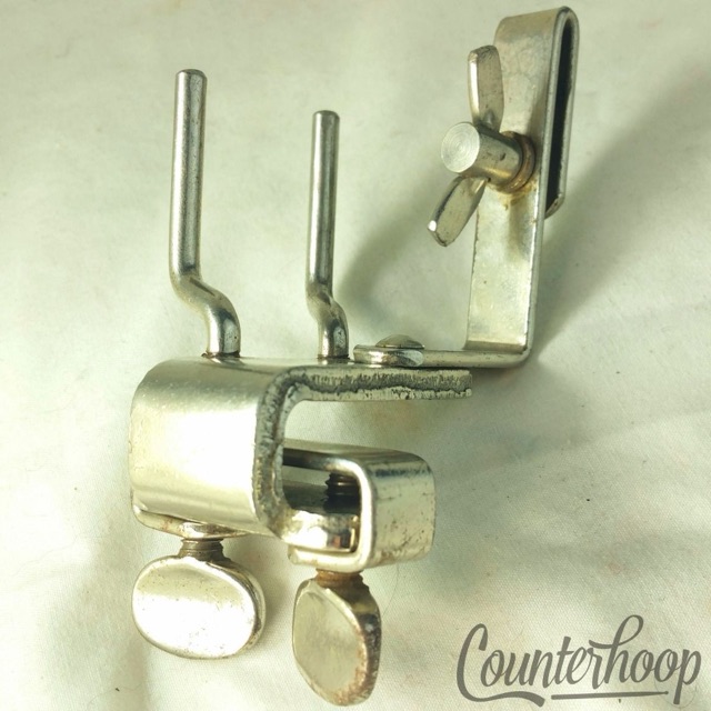 Duplex Wood-Block+Cowbell Holder Clamp-On Bass Drum Hoop Mount Vintage 10s USA* — main photograph