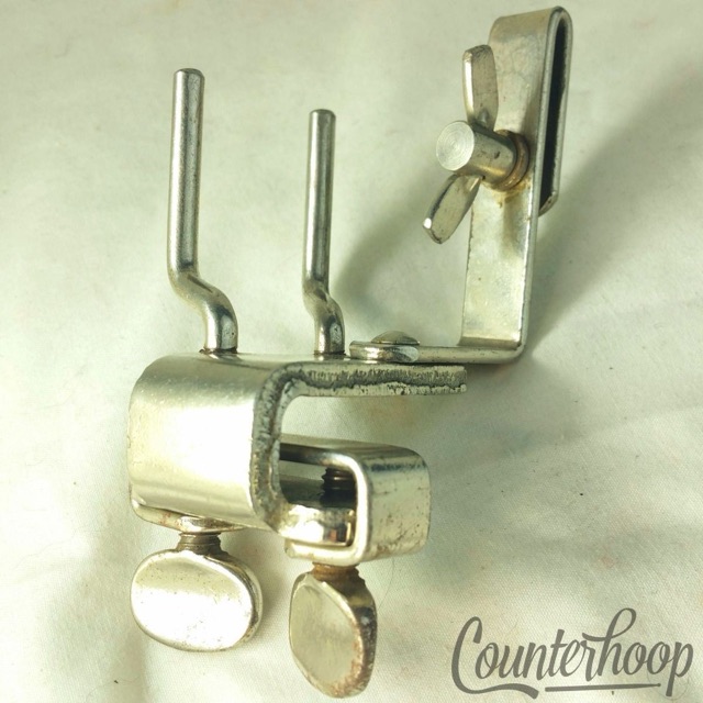 Duplex Wood-Block+Cowbell Holder Clamp-On Bass Drum Hoop Mount Vintage 10s USA* — main photograph