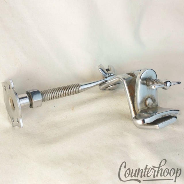 Duplex 4-Hole Tom Drum Clamp-On Bass Hoop Mount Chrome Swivel-Arm Vintage 30s* — main photograph